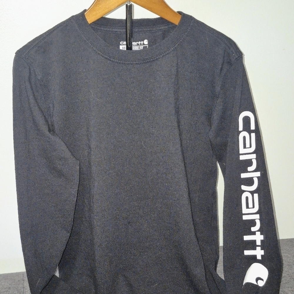Carhartt Long Sleeved Shirt. SZ Adult XS Or Kids LARGE. Black - Picture 7 of 7